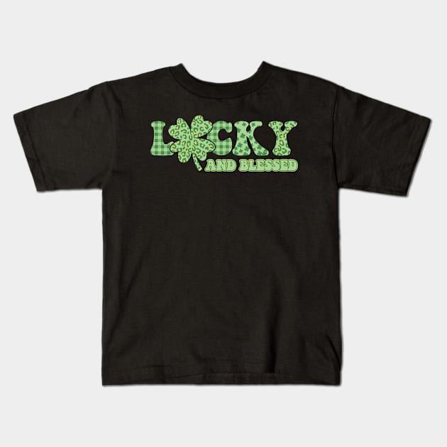 Lucky and Blessed Lucky Leaf Leopard Kids T-Shirt by Skinite